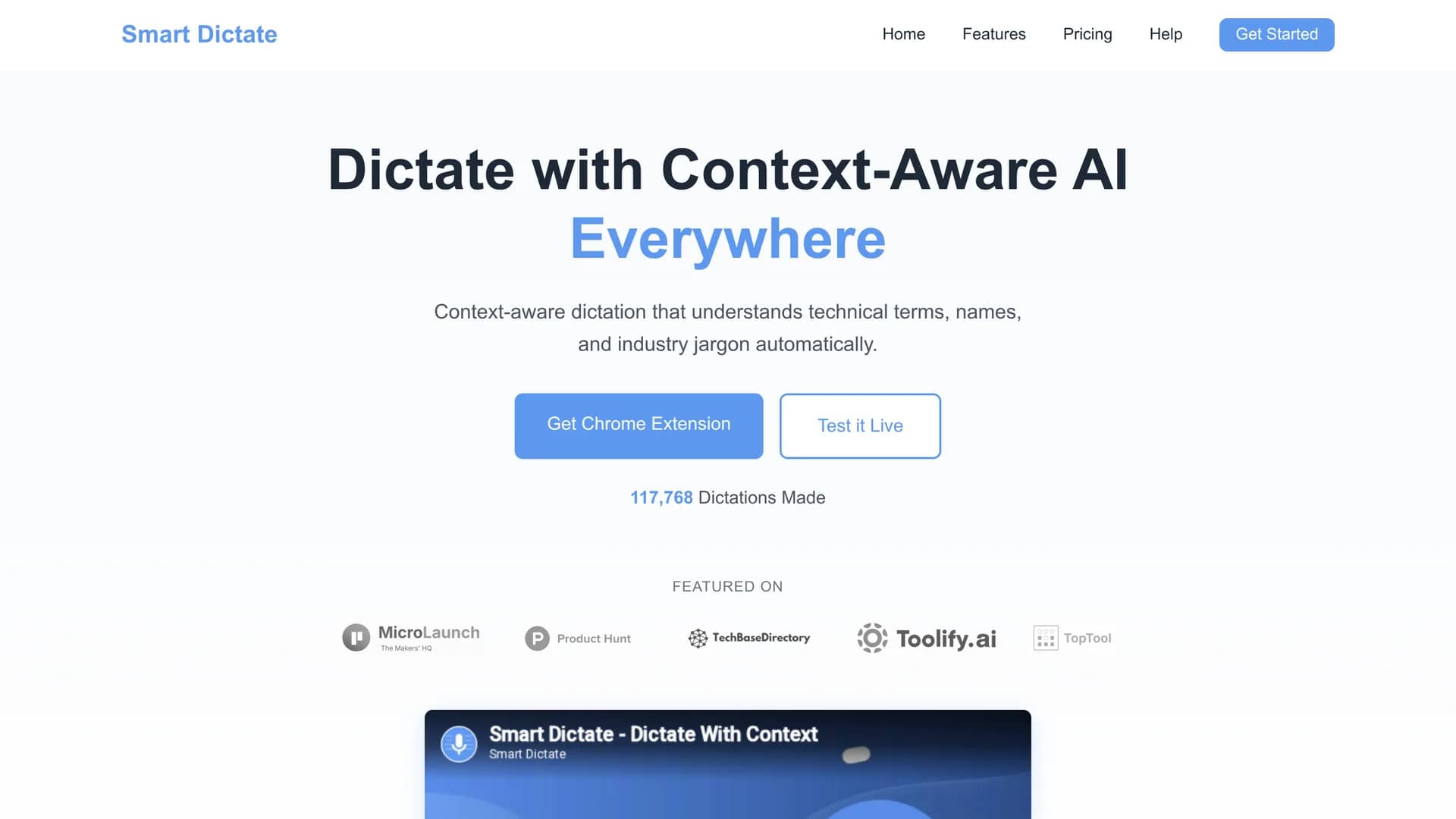 smart-dictate homepage