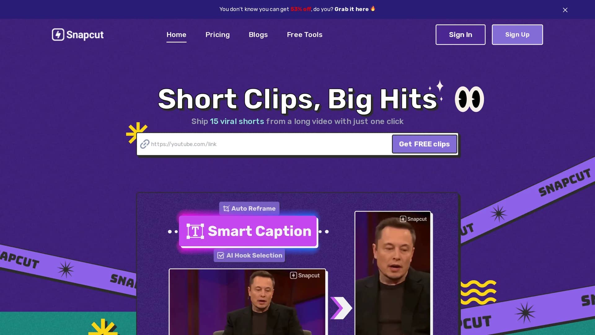 snapcut-ai homepage