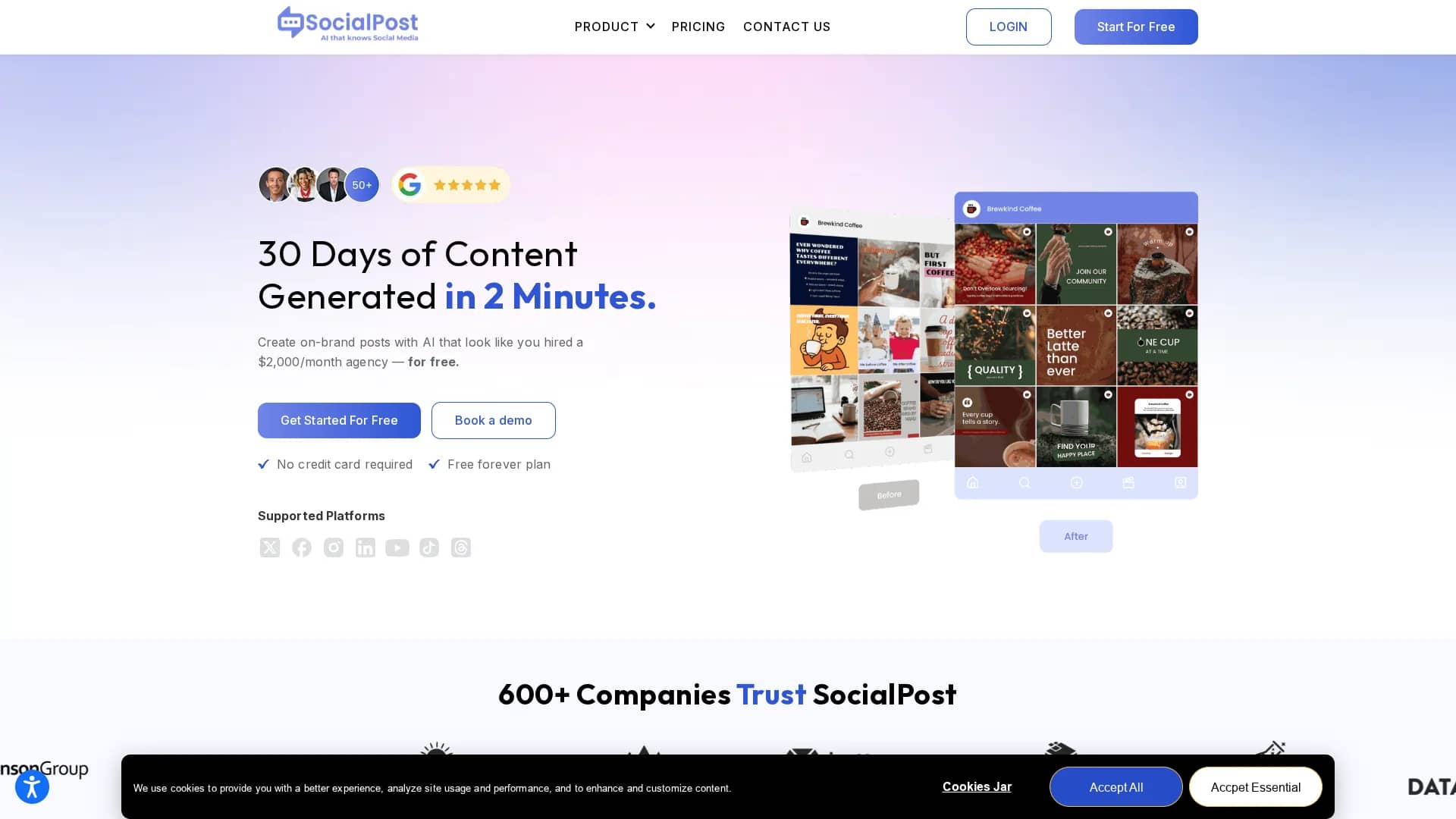 socialpost-ai homepage