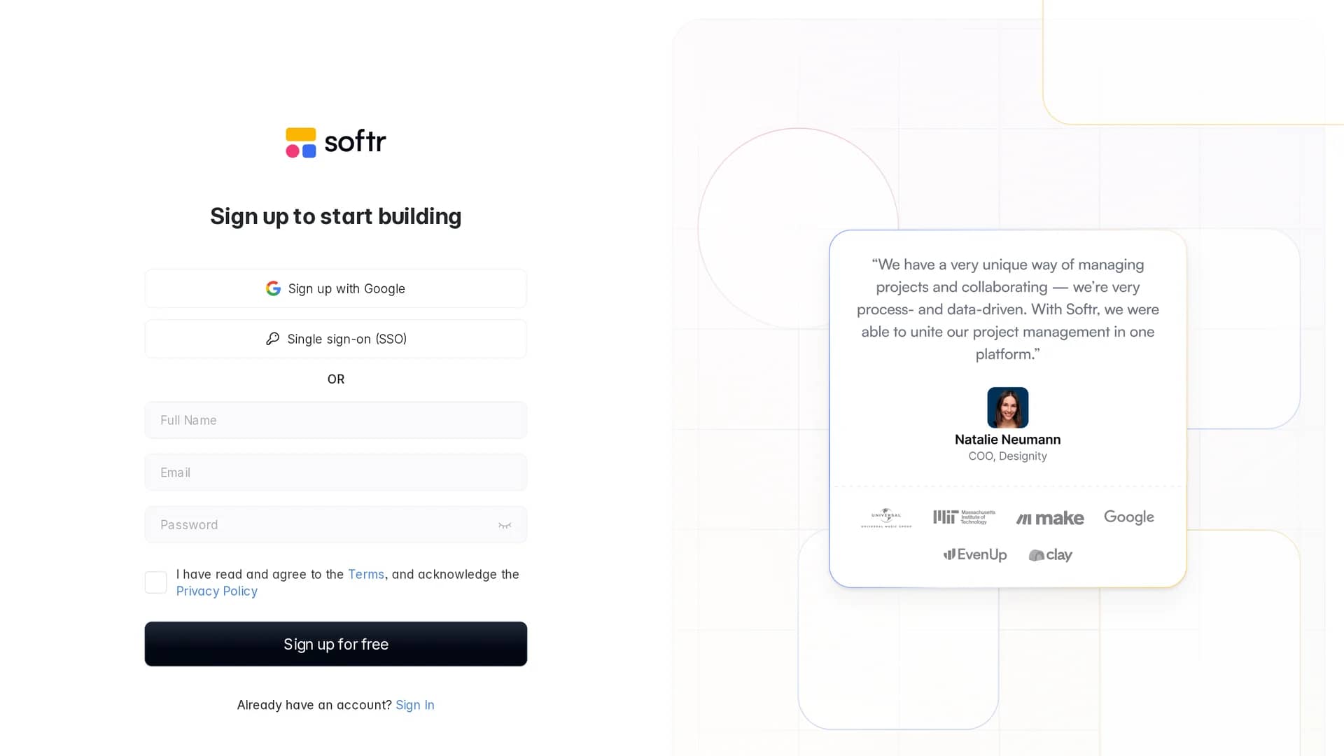 softr homepage