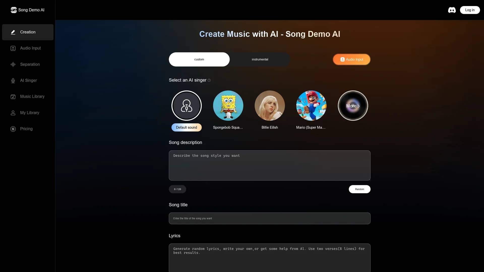 songdemo-ai homepage