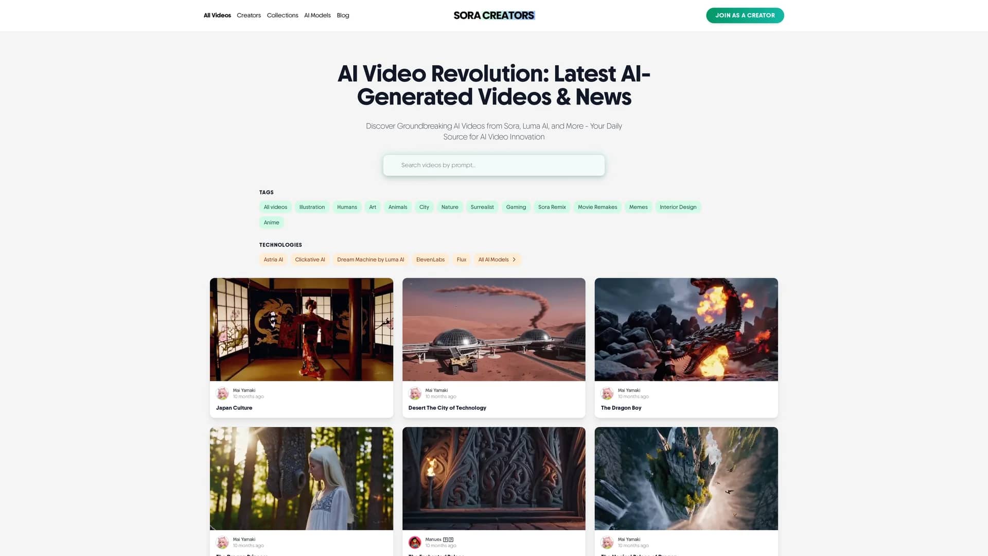 sora-creators homepage