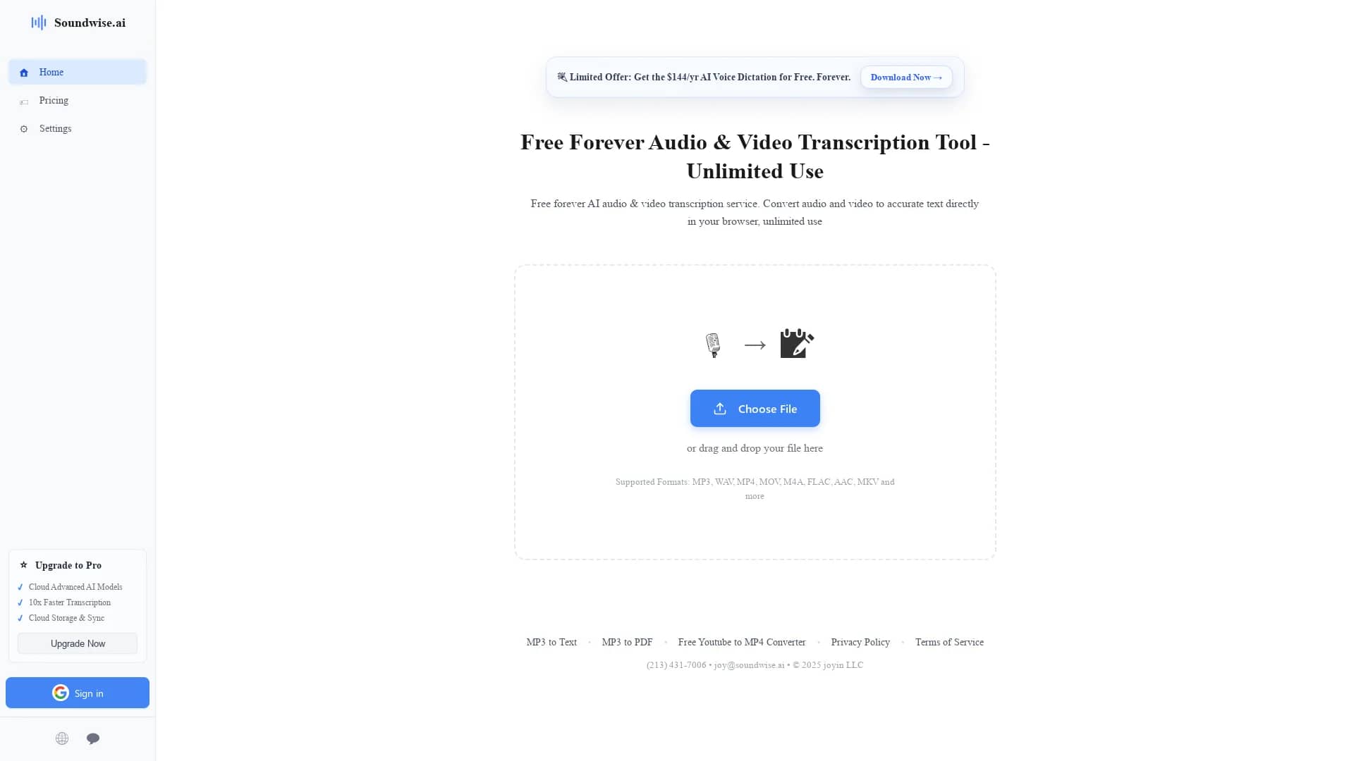 soundwise-ai homepage