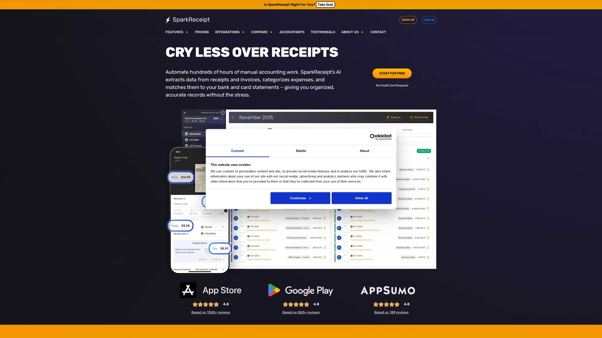 sparkreceipt homepage