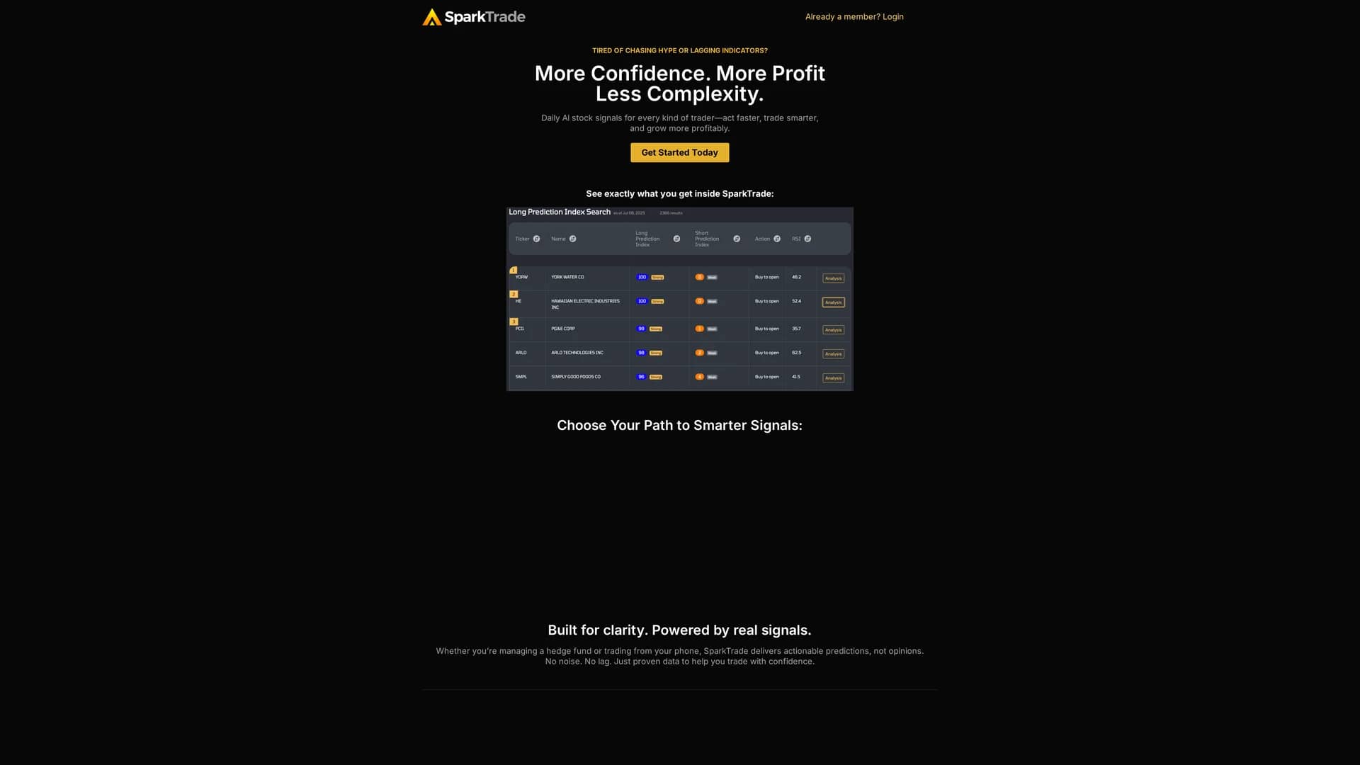 sparktrade homepage