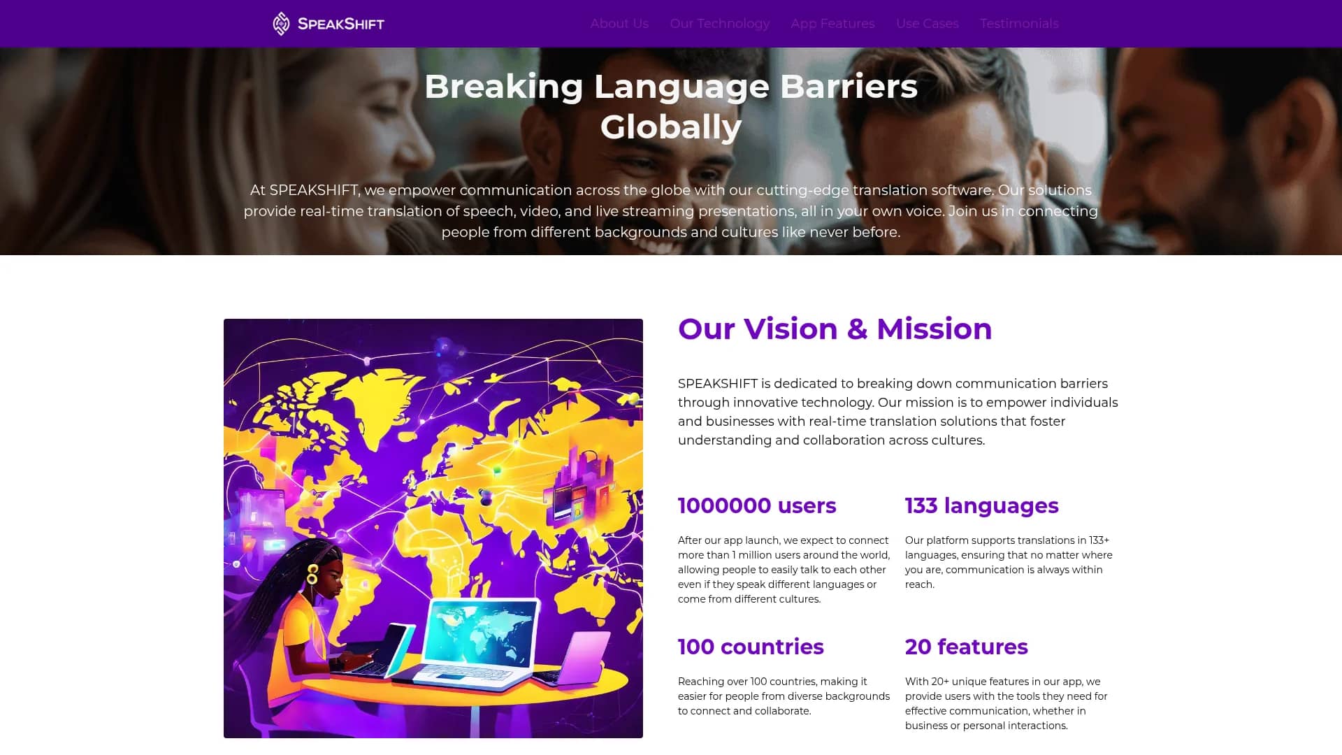 speakshift-ai homepage