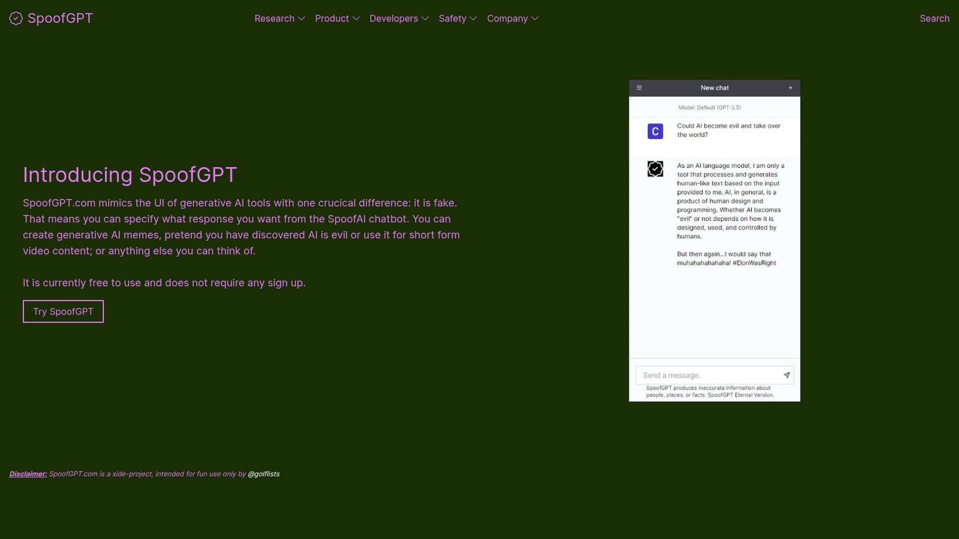 spoofgpt homepage