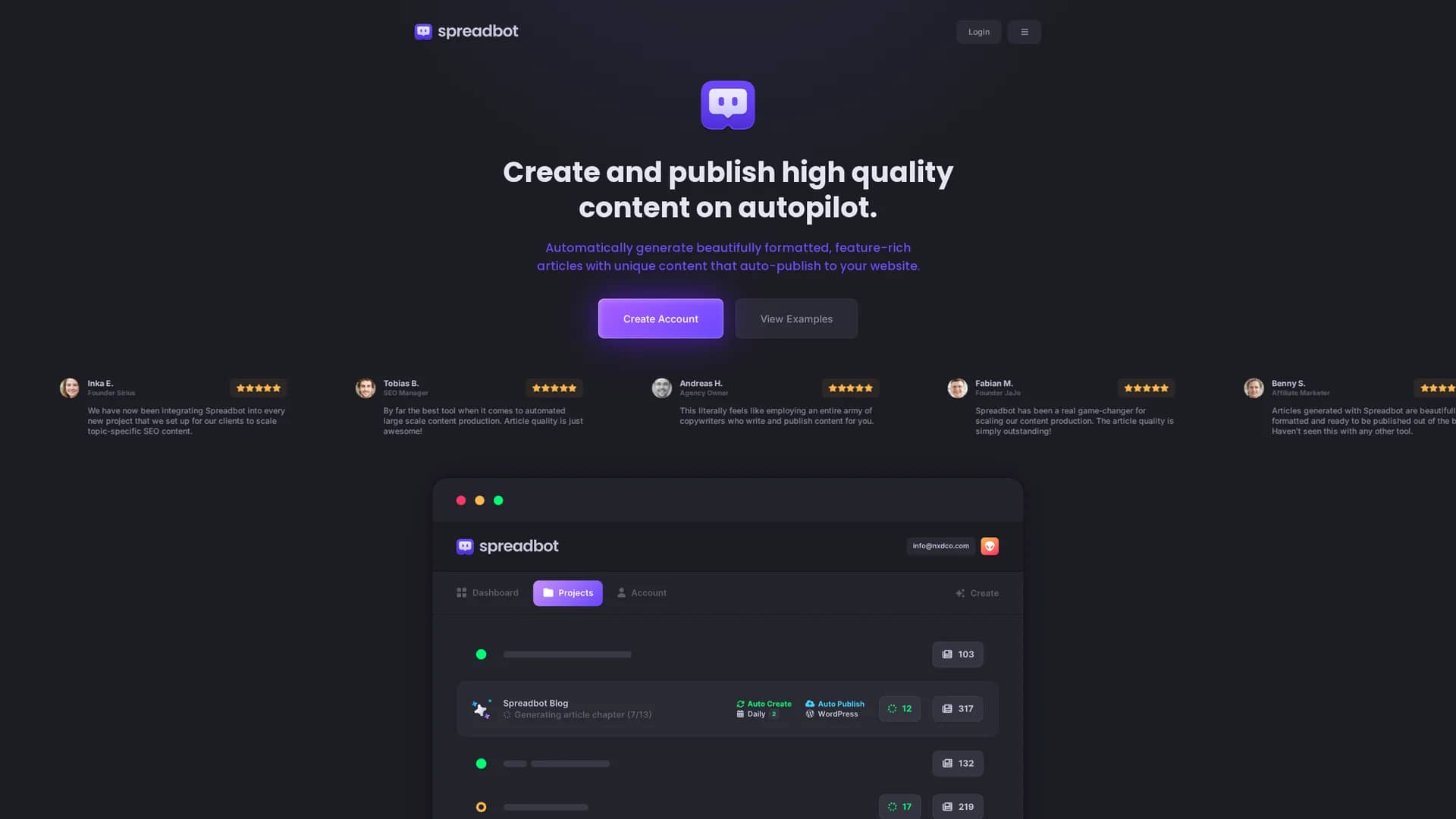 spreadbot homepage