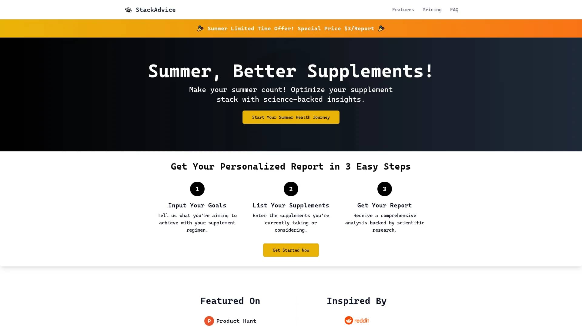 stackadvice-app homepage