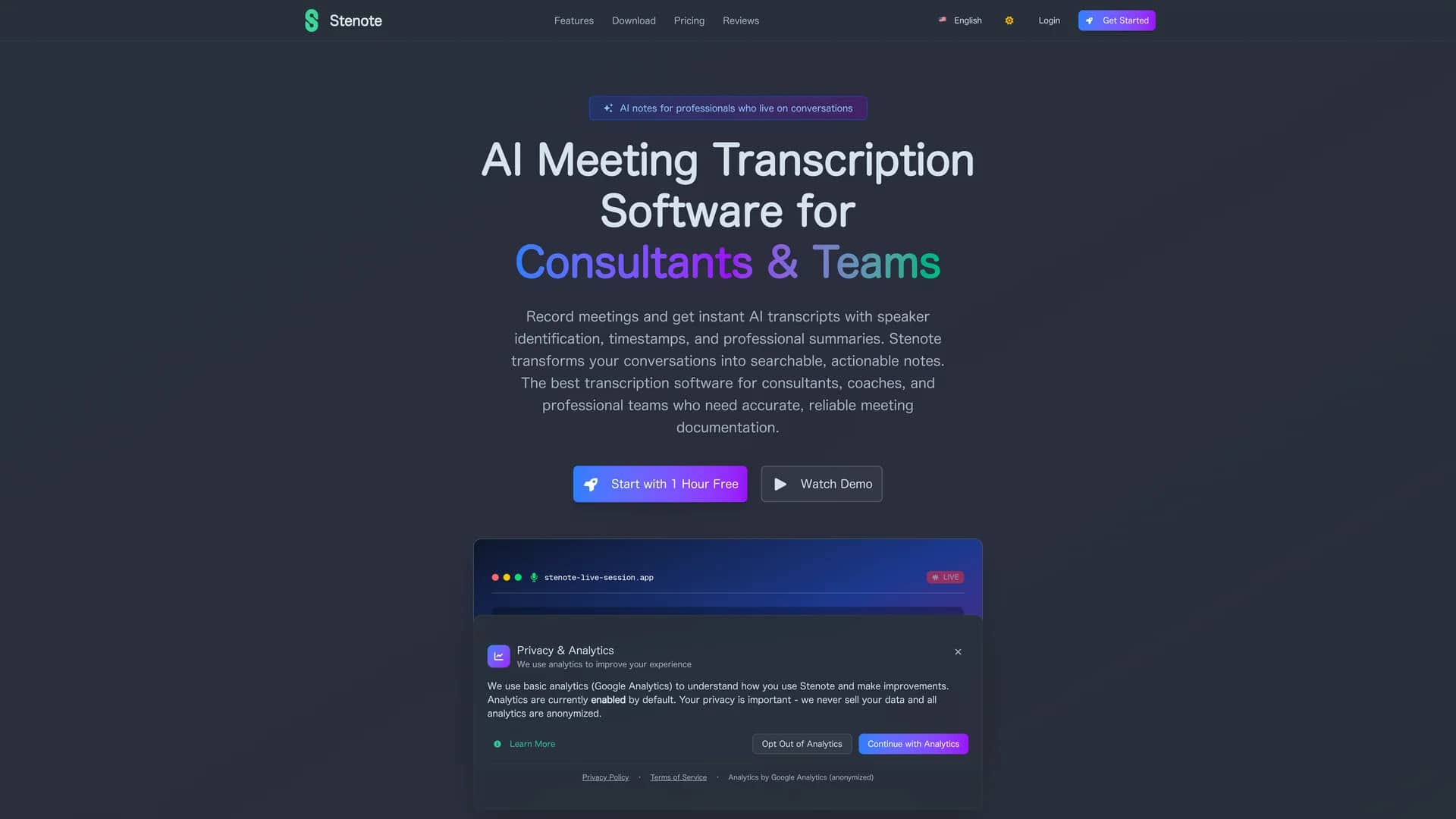 stenote homepage
