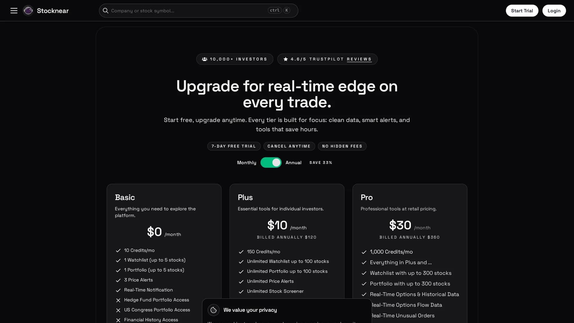 stocknear homepage