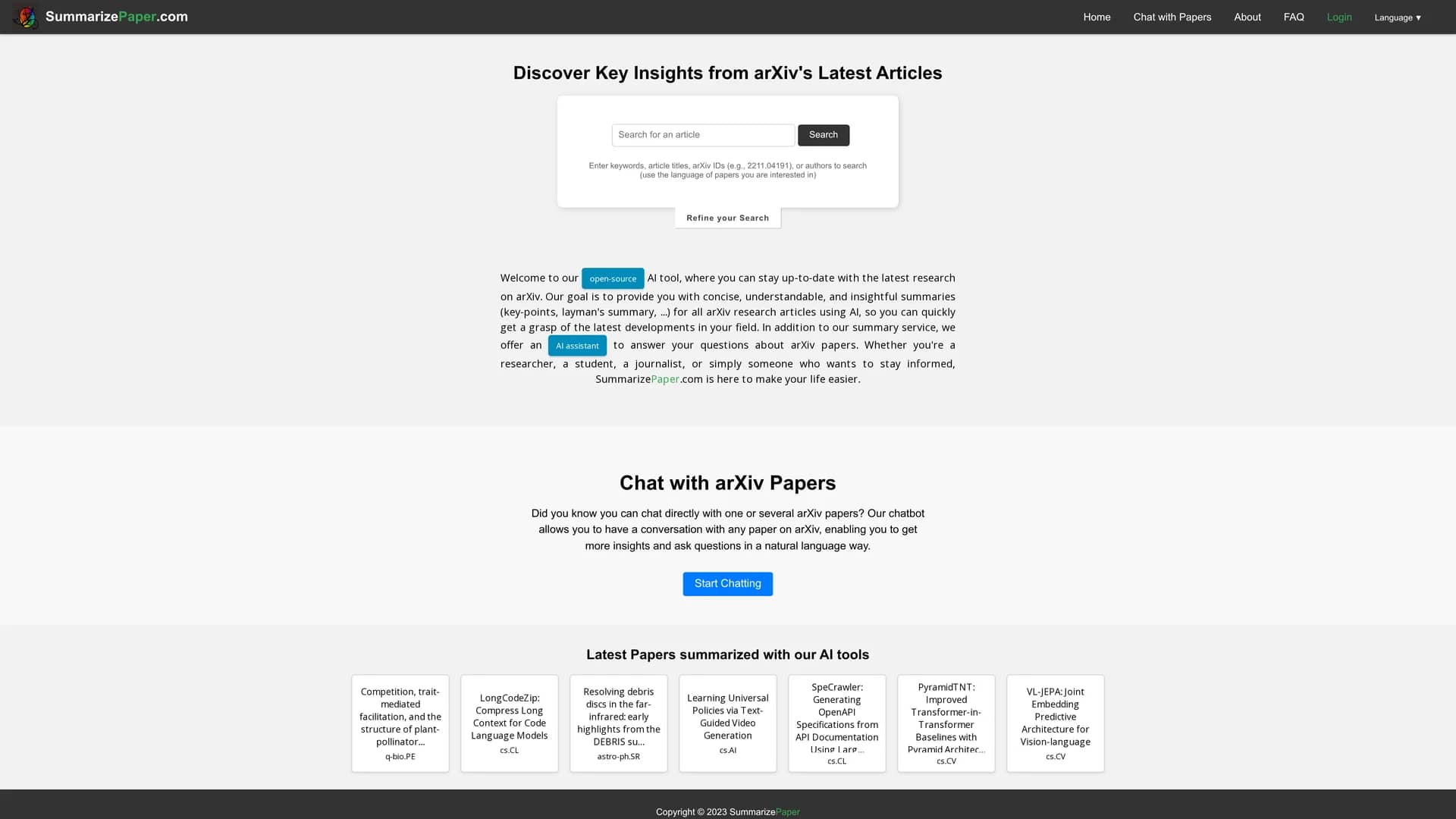 summarizepaper homepage