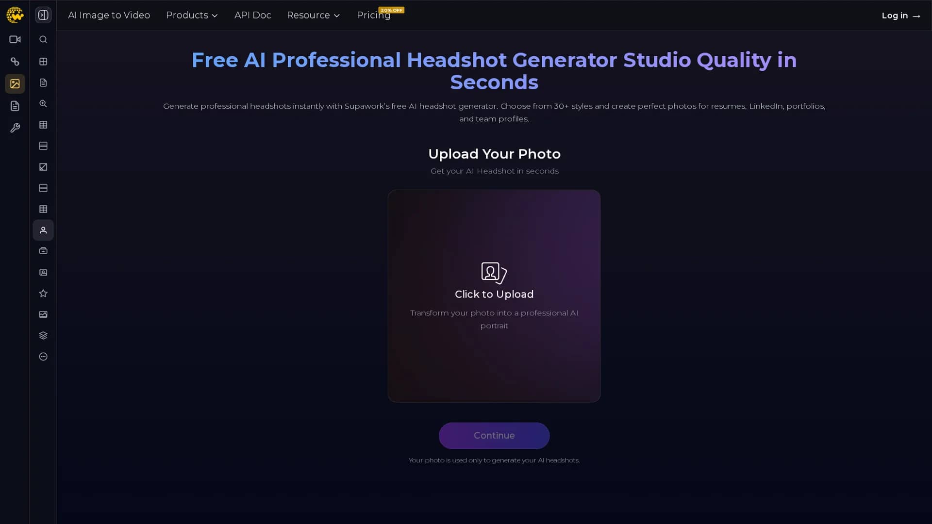 supawork-headshot-generator homepage