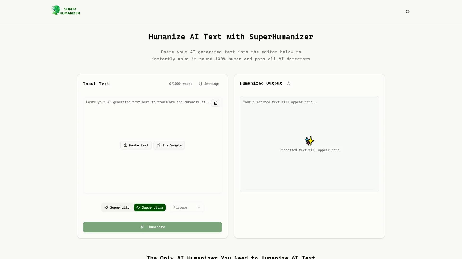 super-humanizer-ai homepage