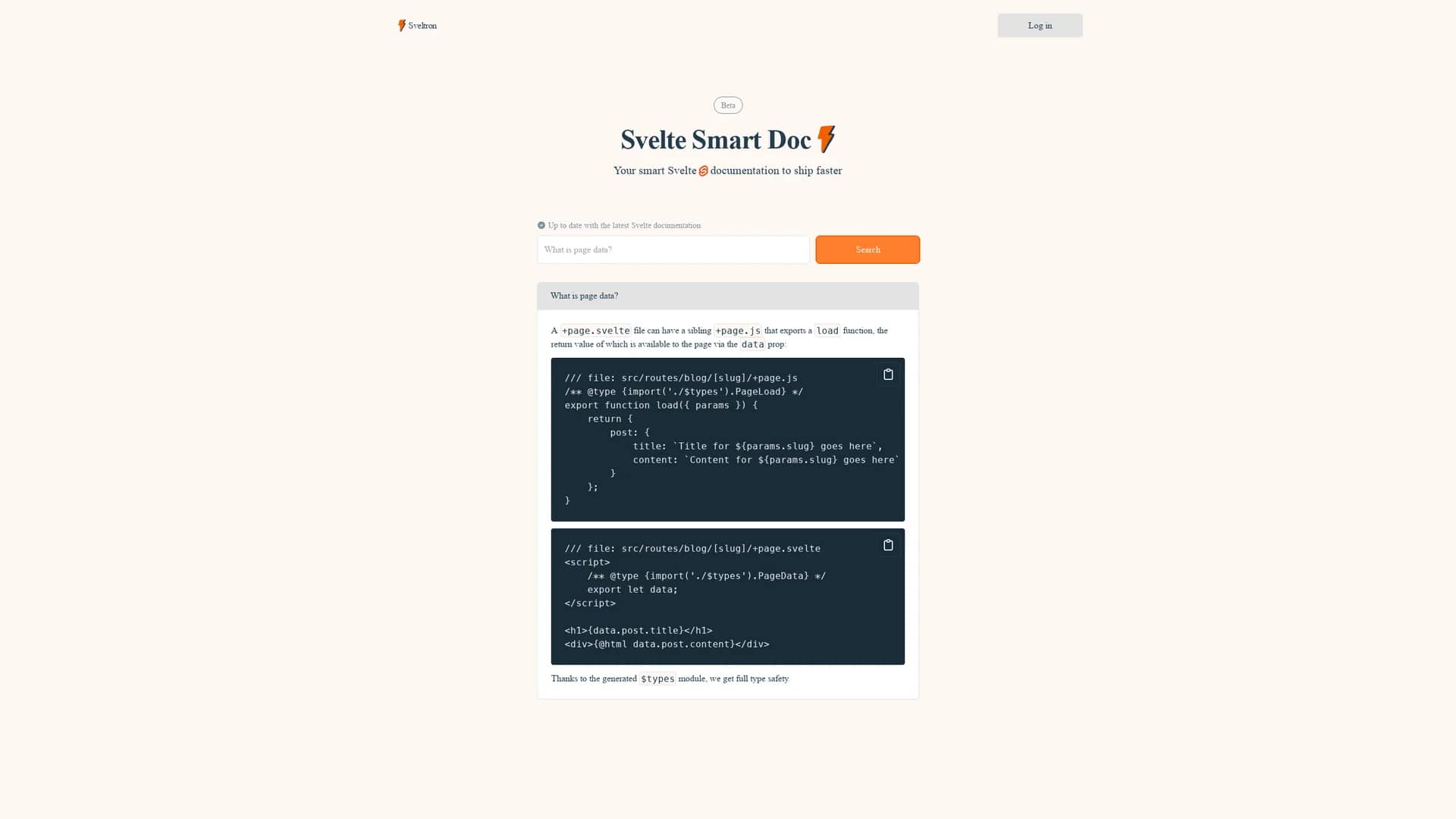 sveltron homepage