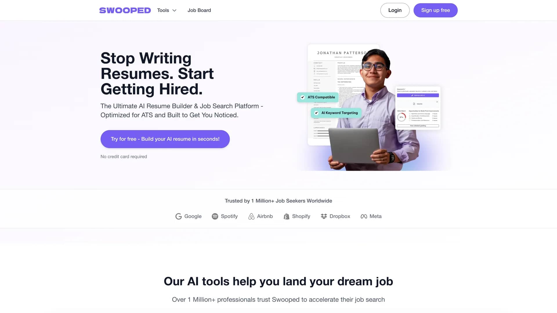 swooped homepage
