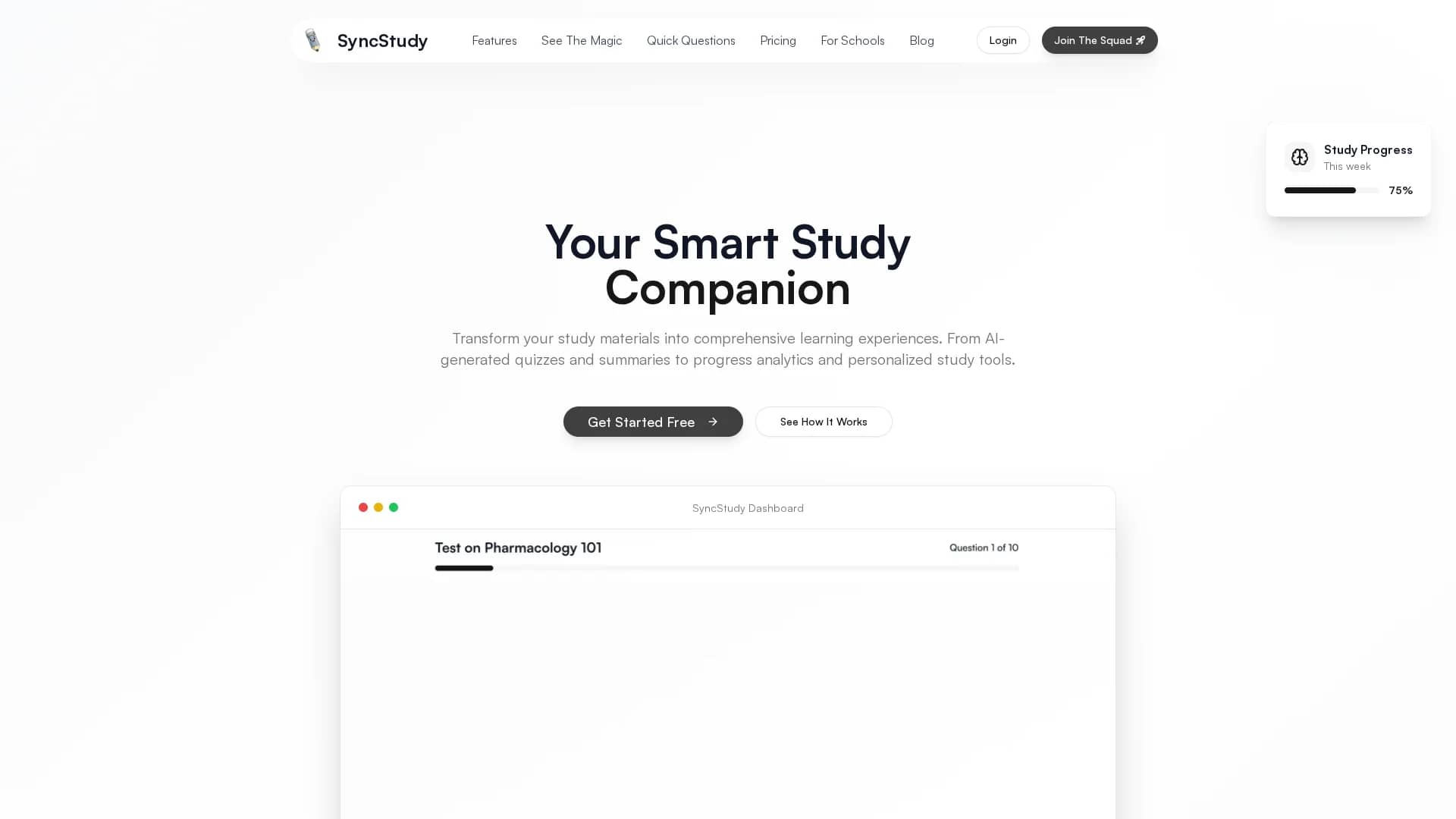 syncstudy homepage
