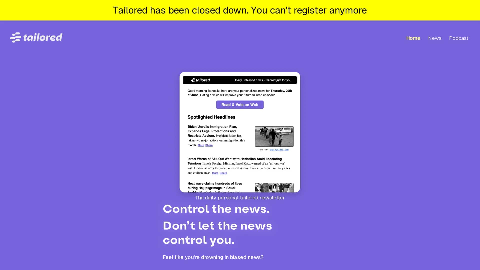 tailored-pod homepage