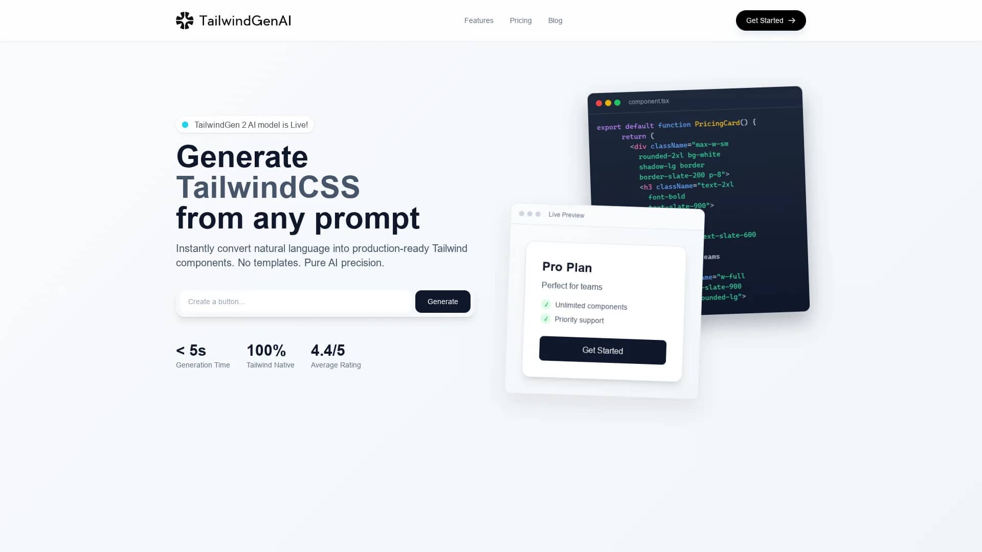 tailwindgenai homepage