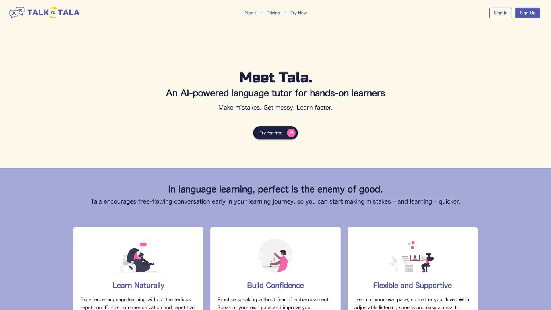 talk-to-tala homepage