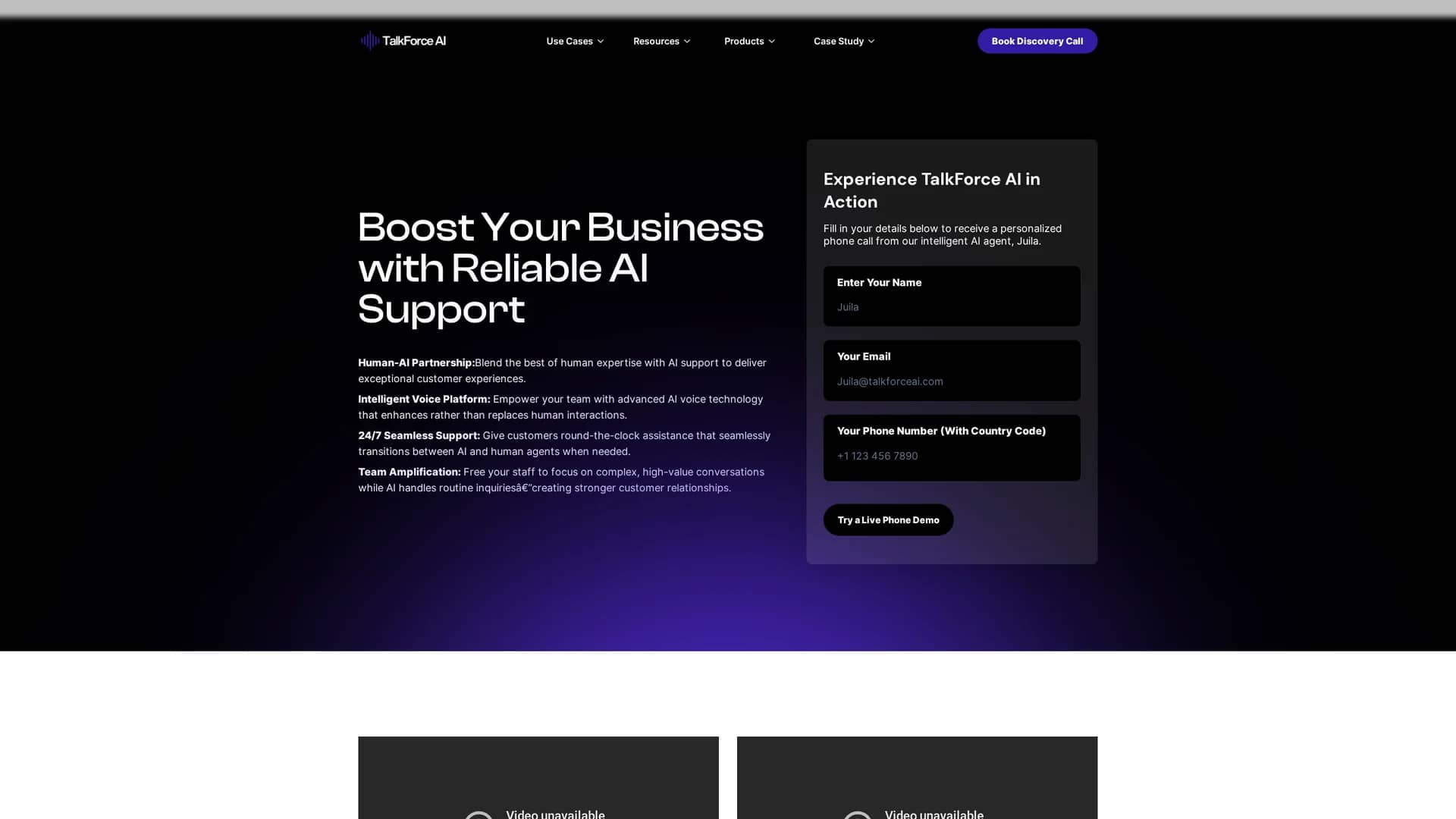 talkforce-ai homepage