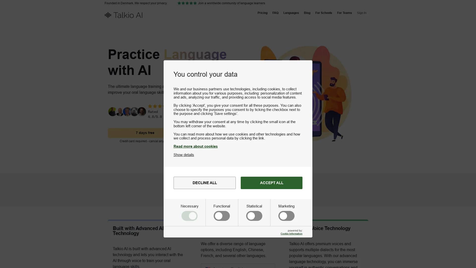 talkio-ai homepage