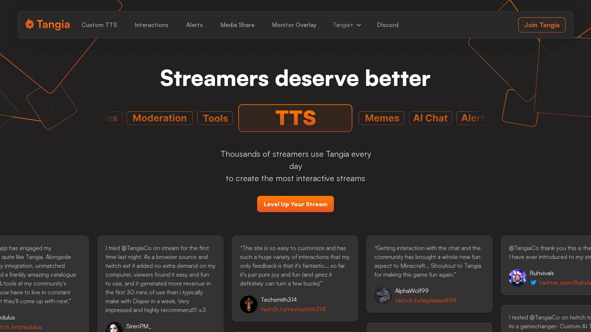 tangia homepage