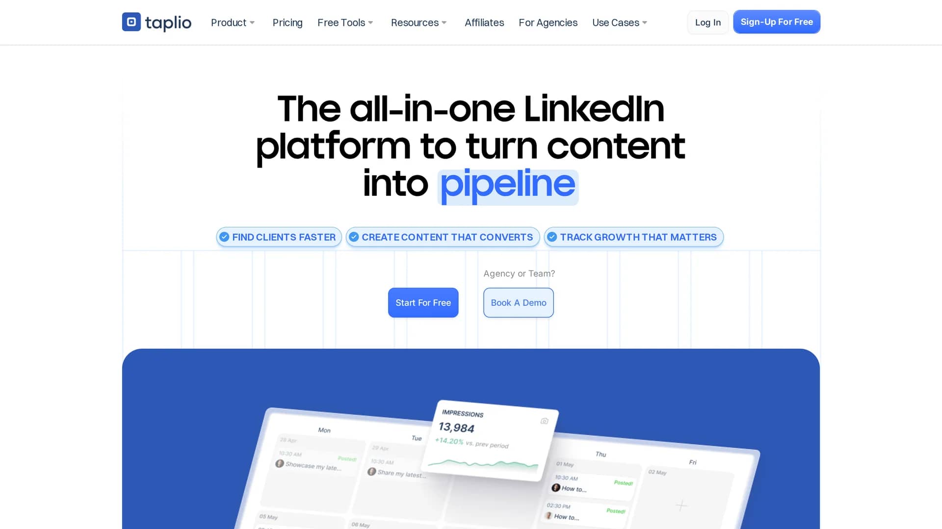 taplio homepage