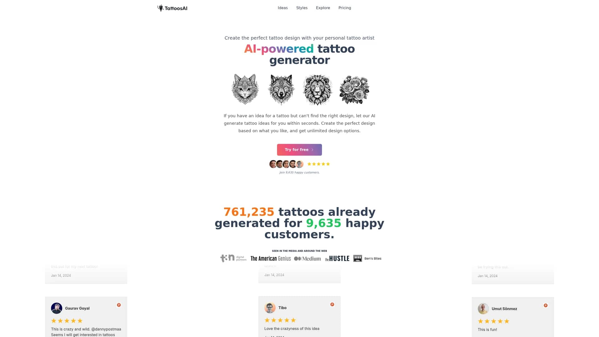 tattoosai homepage