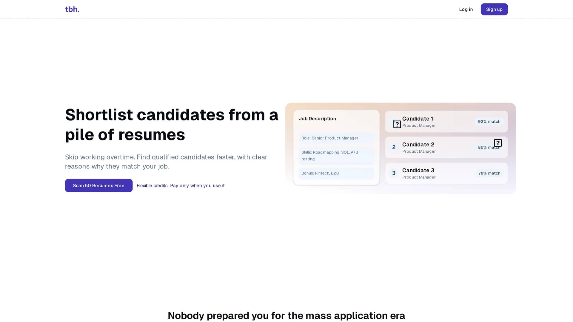 tbh homepage