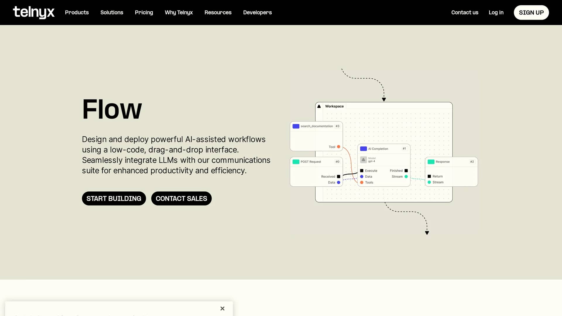 telnyx-flow homepage