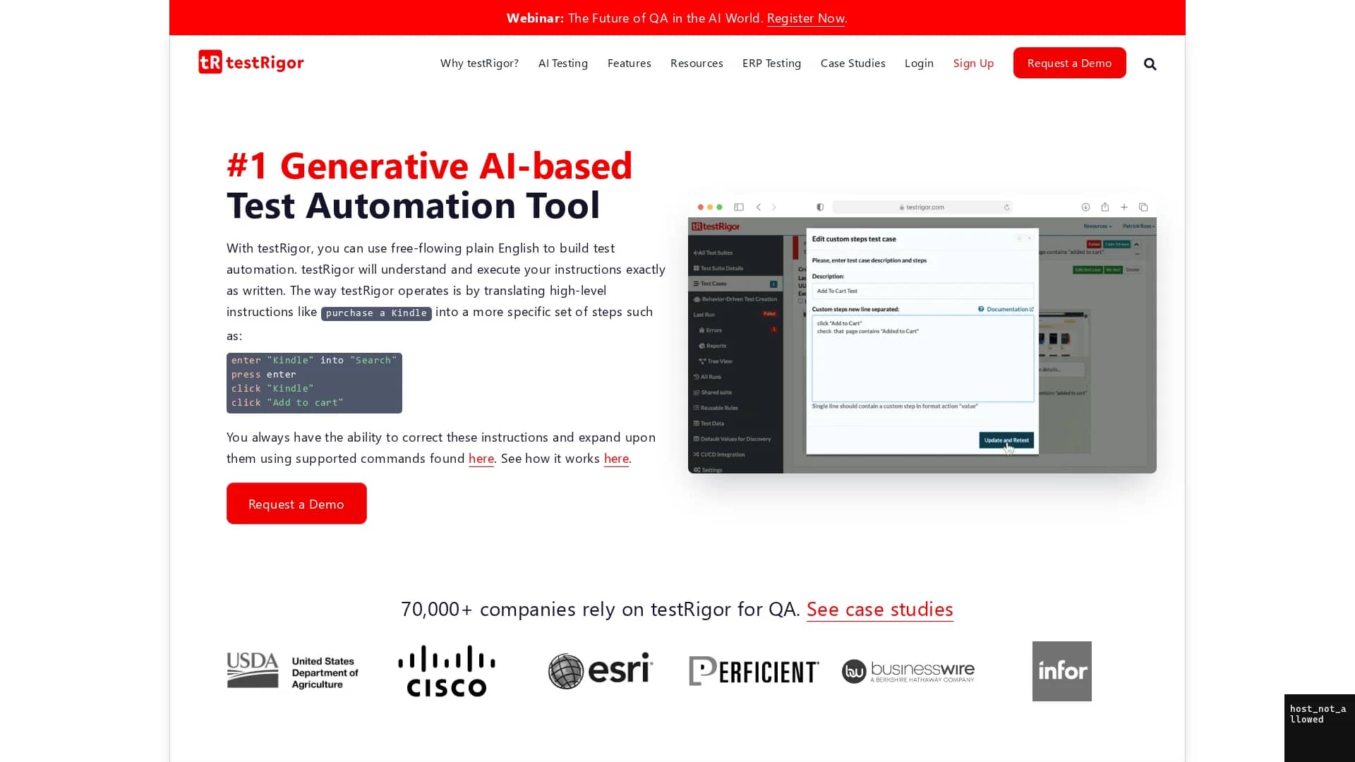 testrigor-com homepage