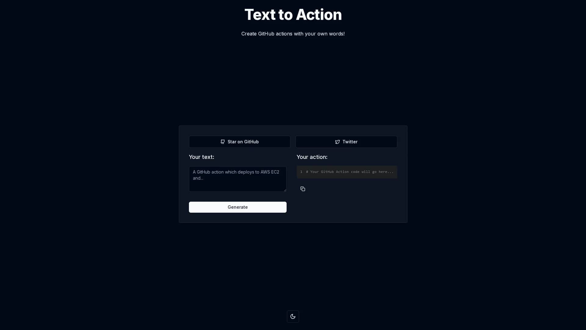 text-to-action homepage