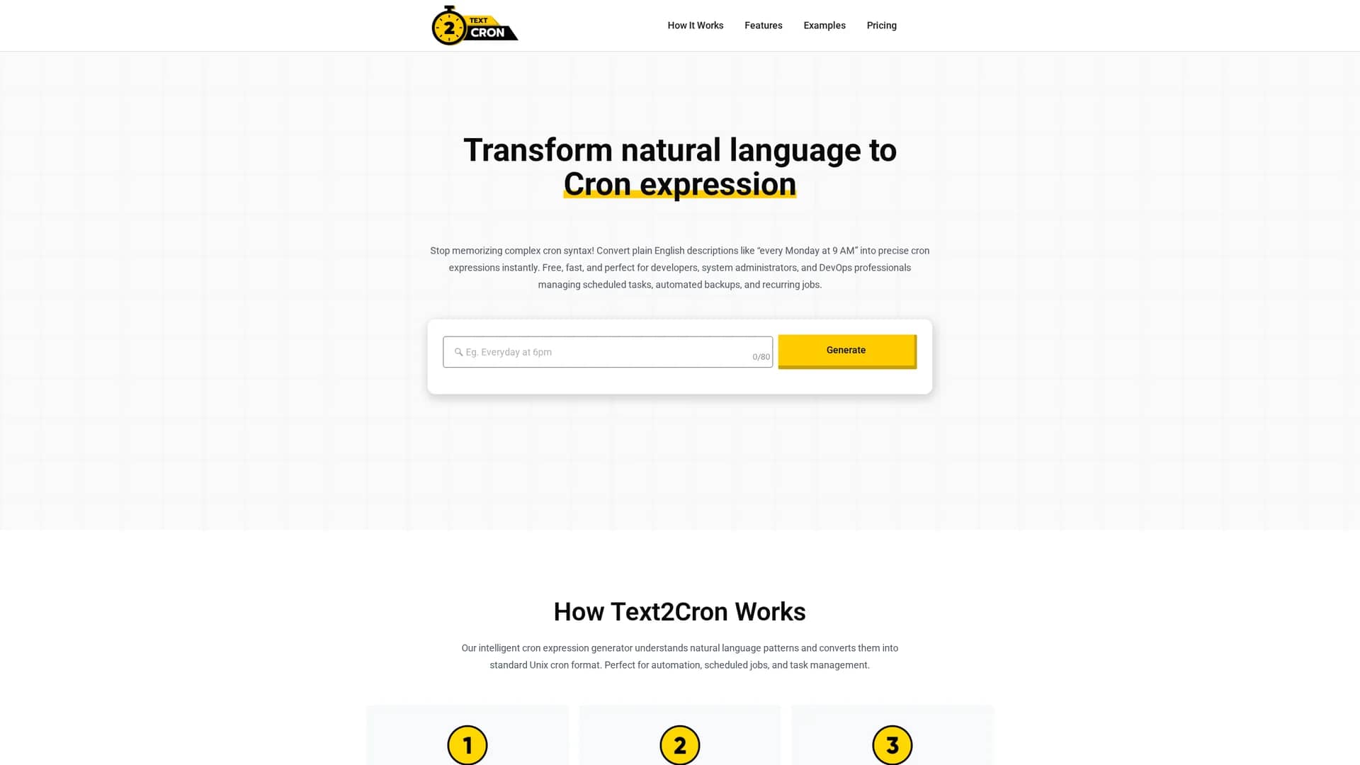 text2cron homepage