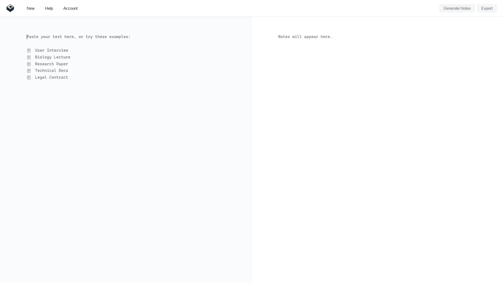 text2note homepage