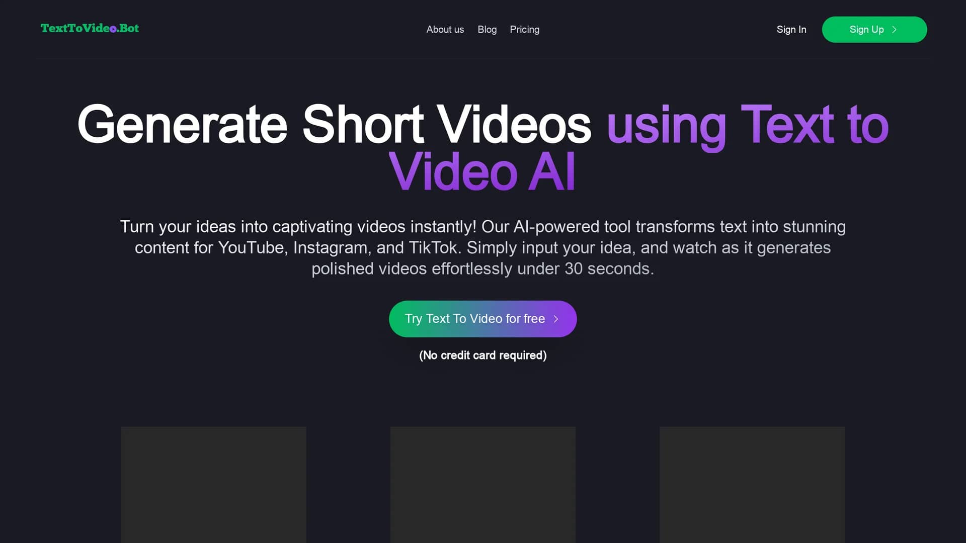 texttovideo-bot homepage