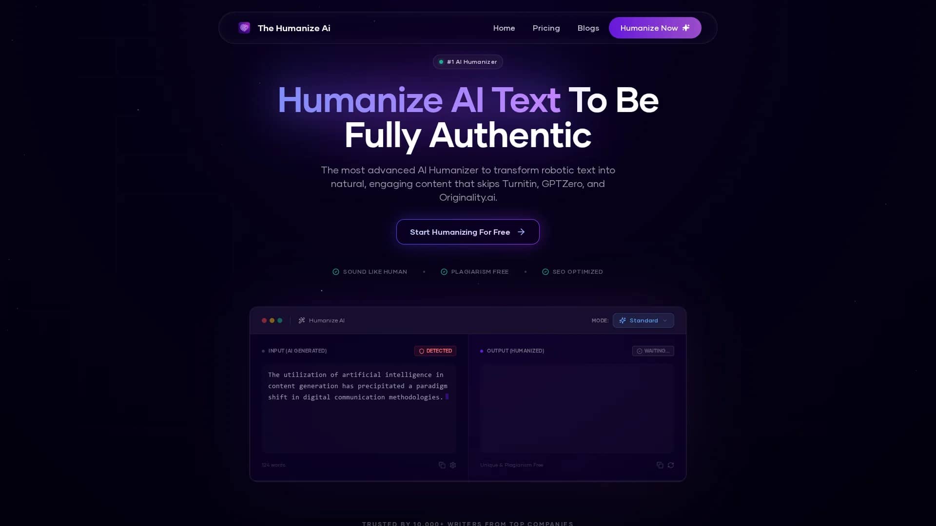 the-humanize-ai homepage