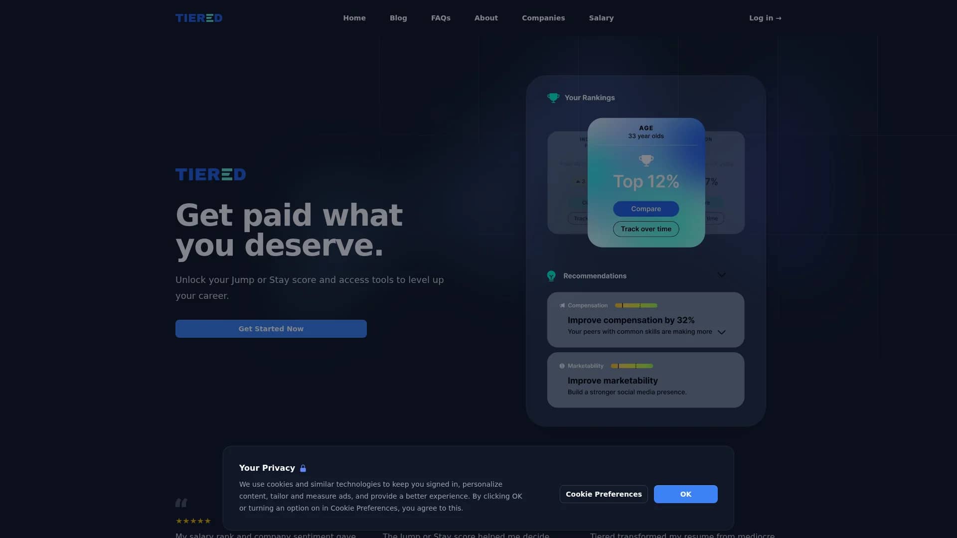 tiered homepage