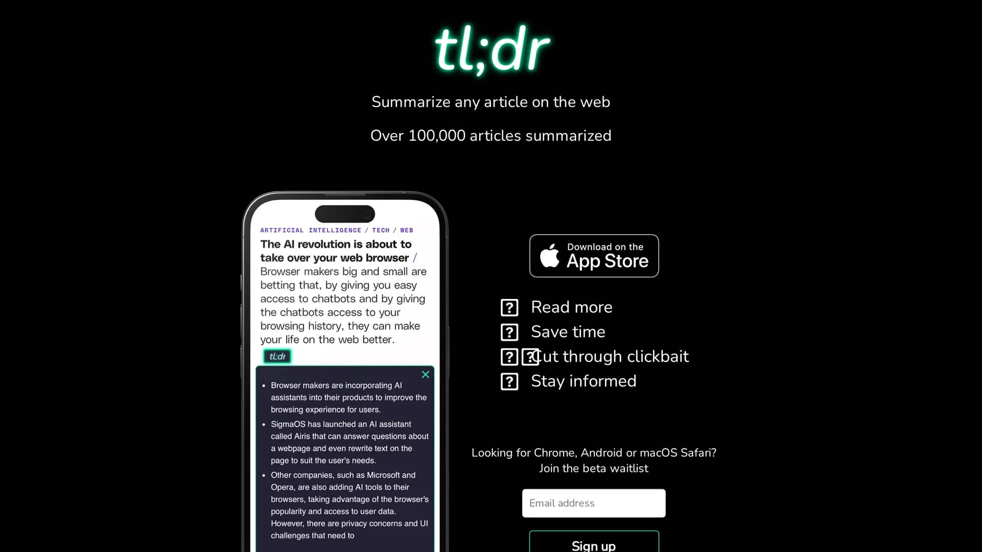 tl-dr-ai-summarizer homepage