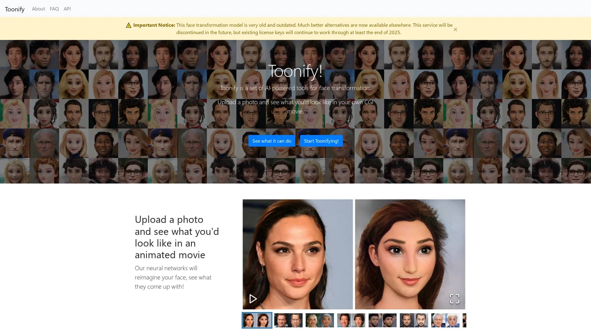 toonify homepage
