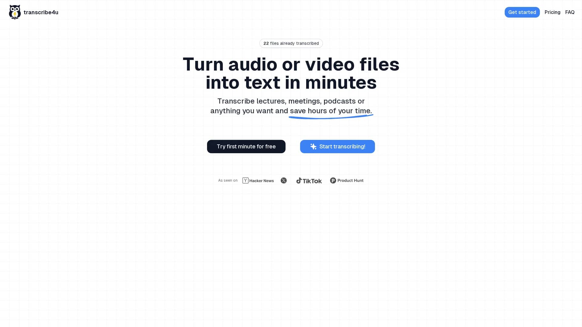 transcribe4u homepage