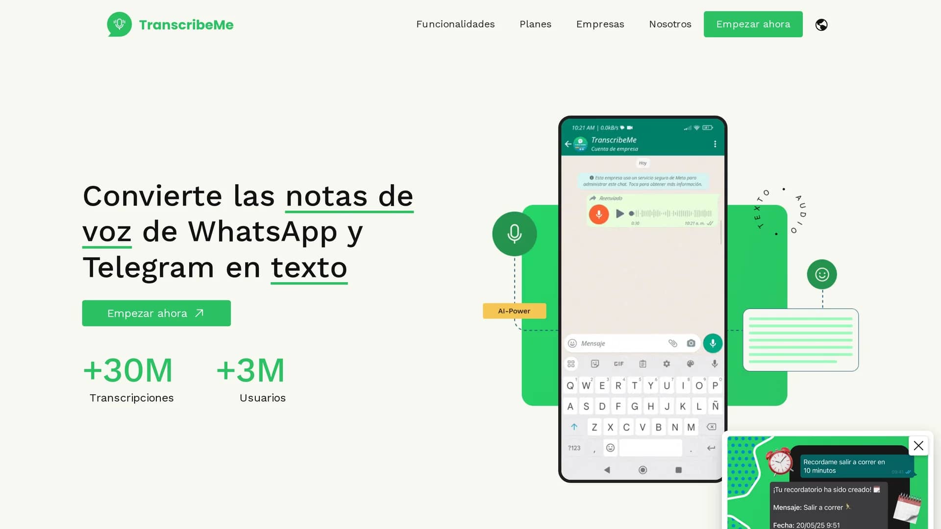 transcribeme homepage