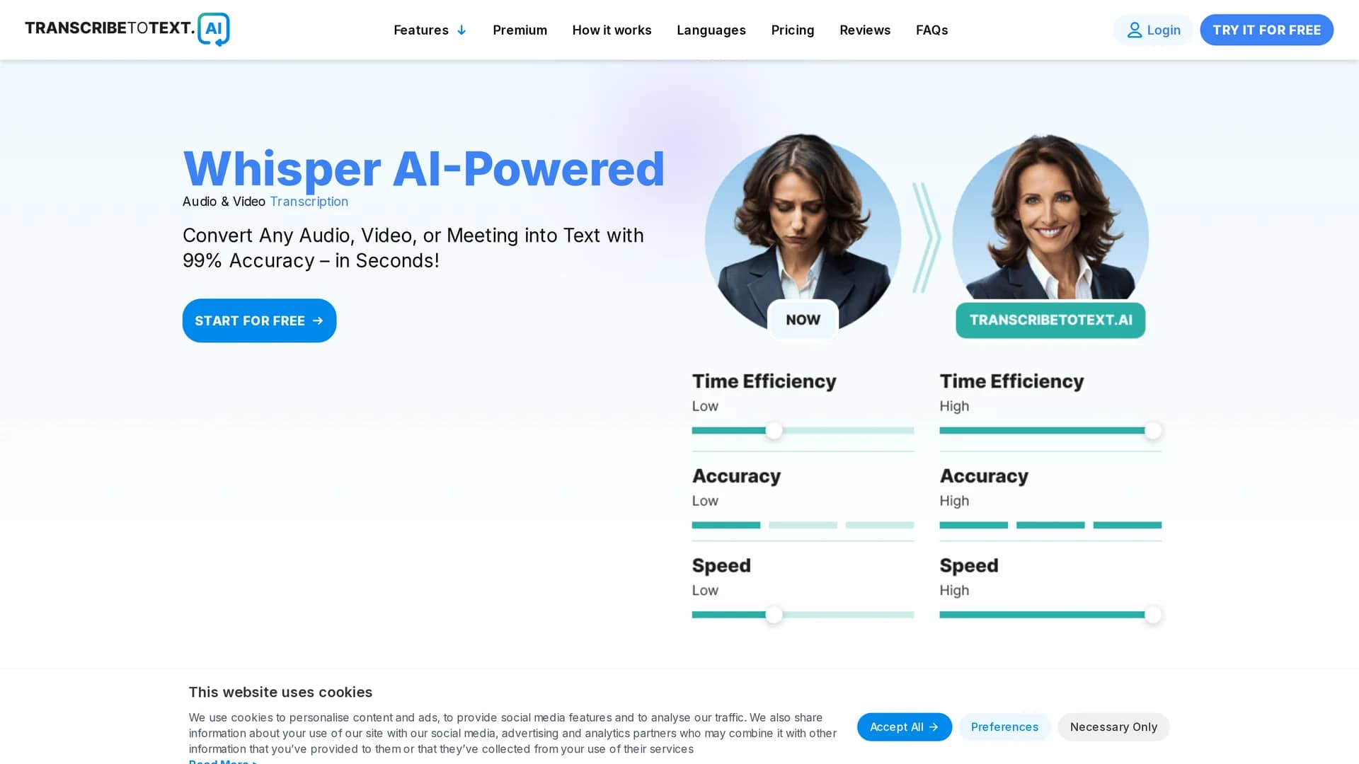 transcribetotext-ai homepage
