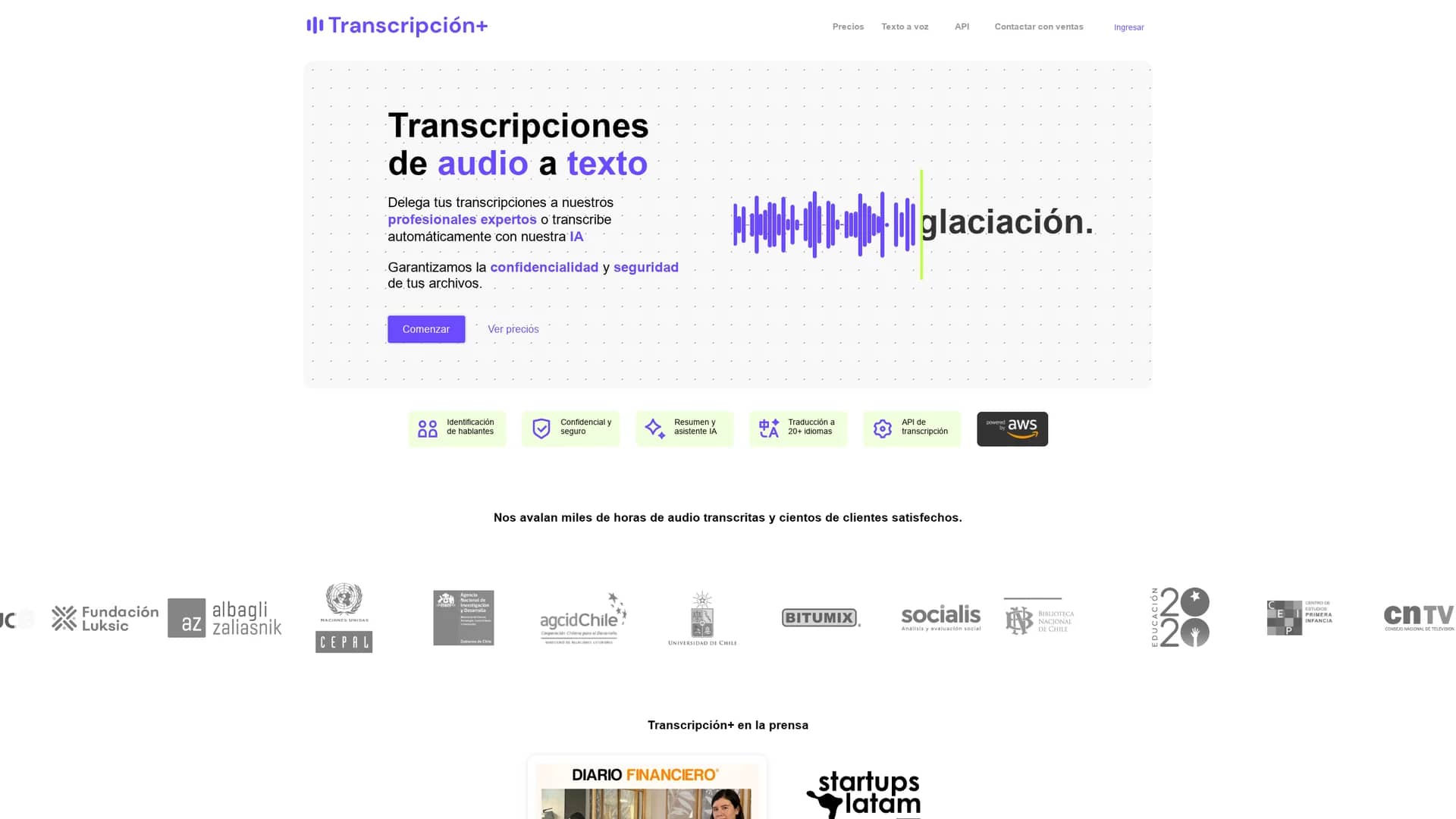 transcripcion homepage