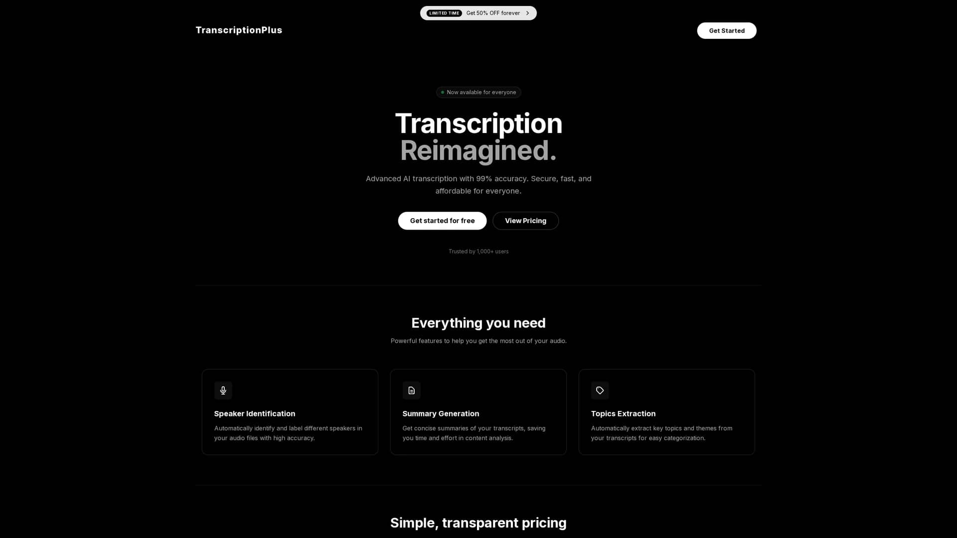transcriptionplus homepage