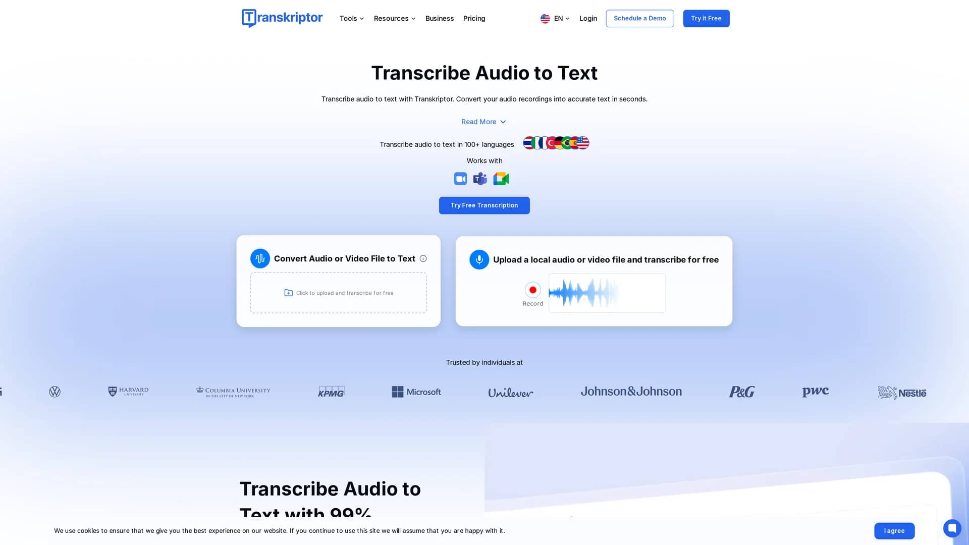 transkriptor homepage