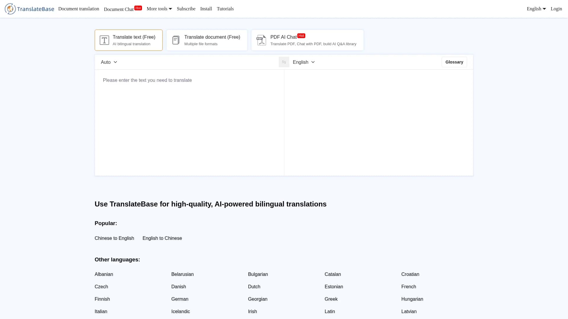 translatebase homepage