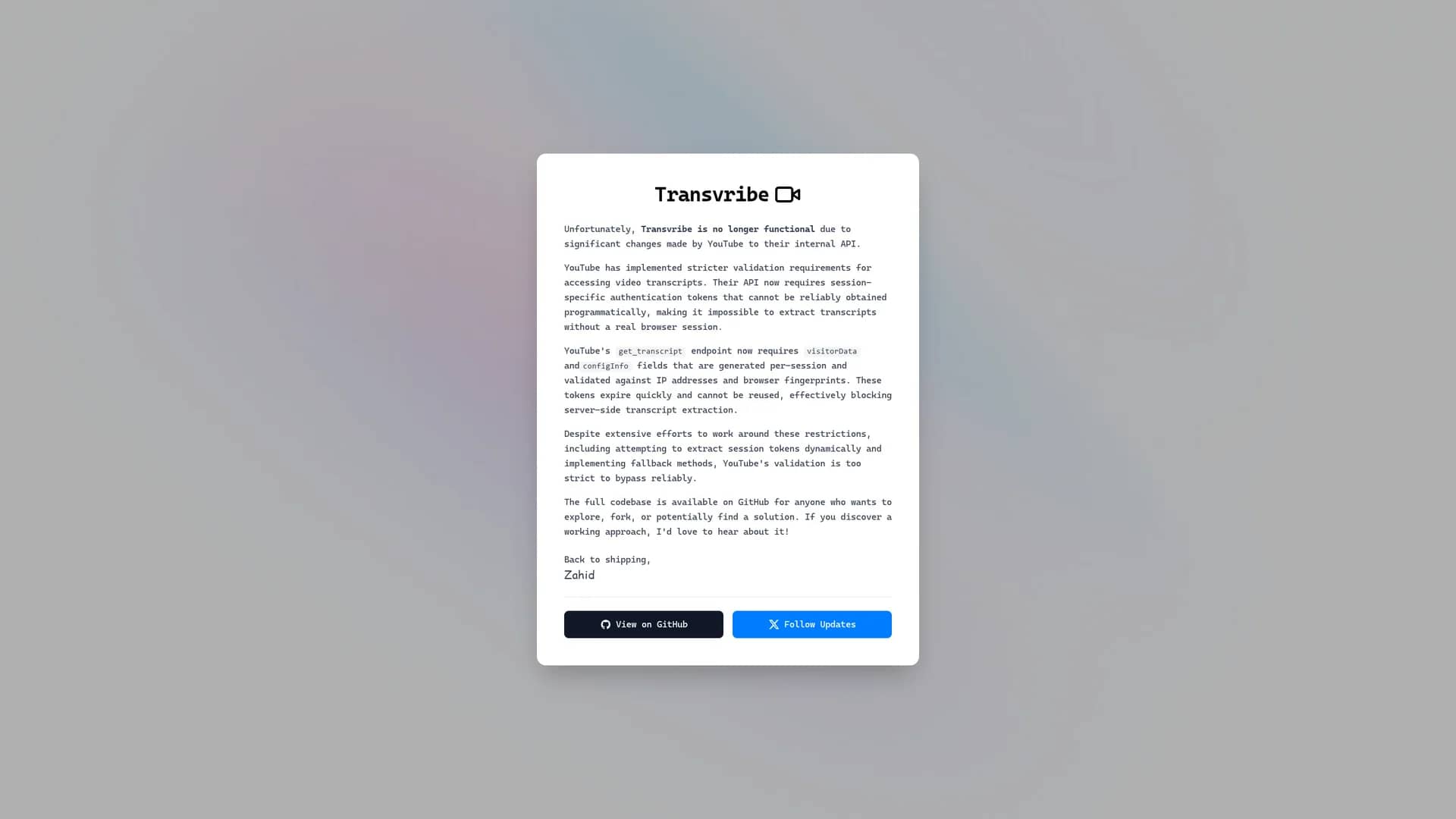 transvribe homepage