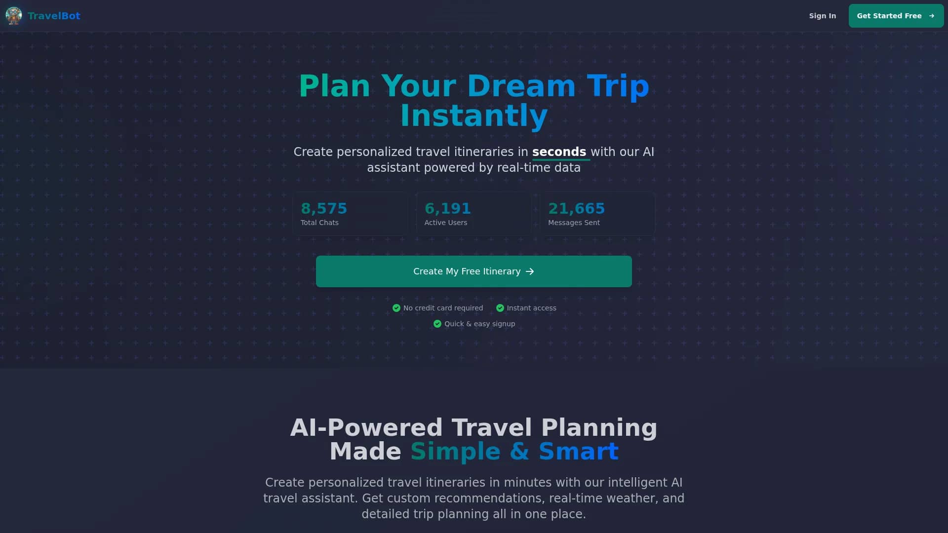 travelbot homepage
