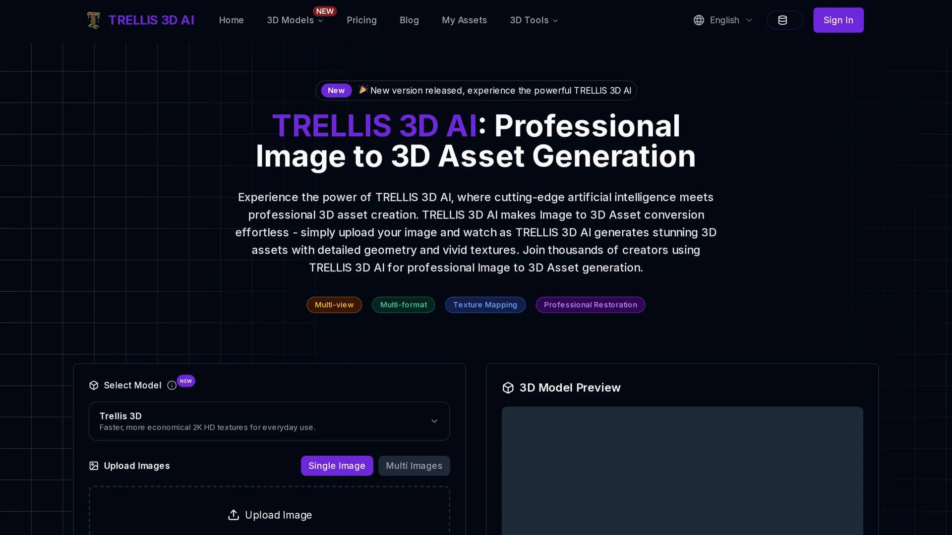 trellis-3d-ai homepage